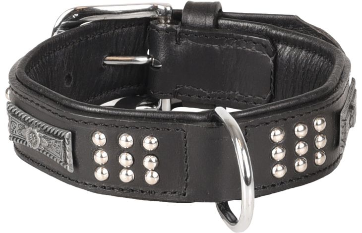 HALSBAND SEDONA LEDER+FITTING ZWART 26-31CM 33MM
