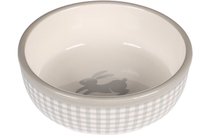 EETPOT KONIJN MYLO KERAMISCH GRIJS- WIT ROND 360ML 13,5x4,5CM