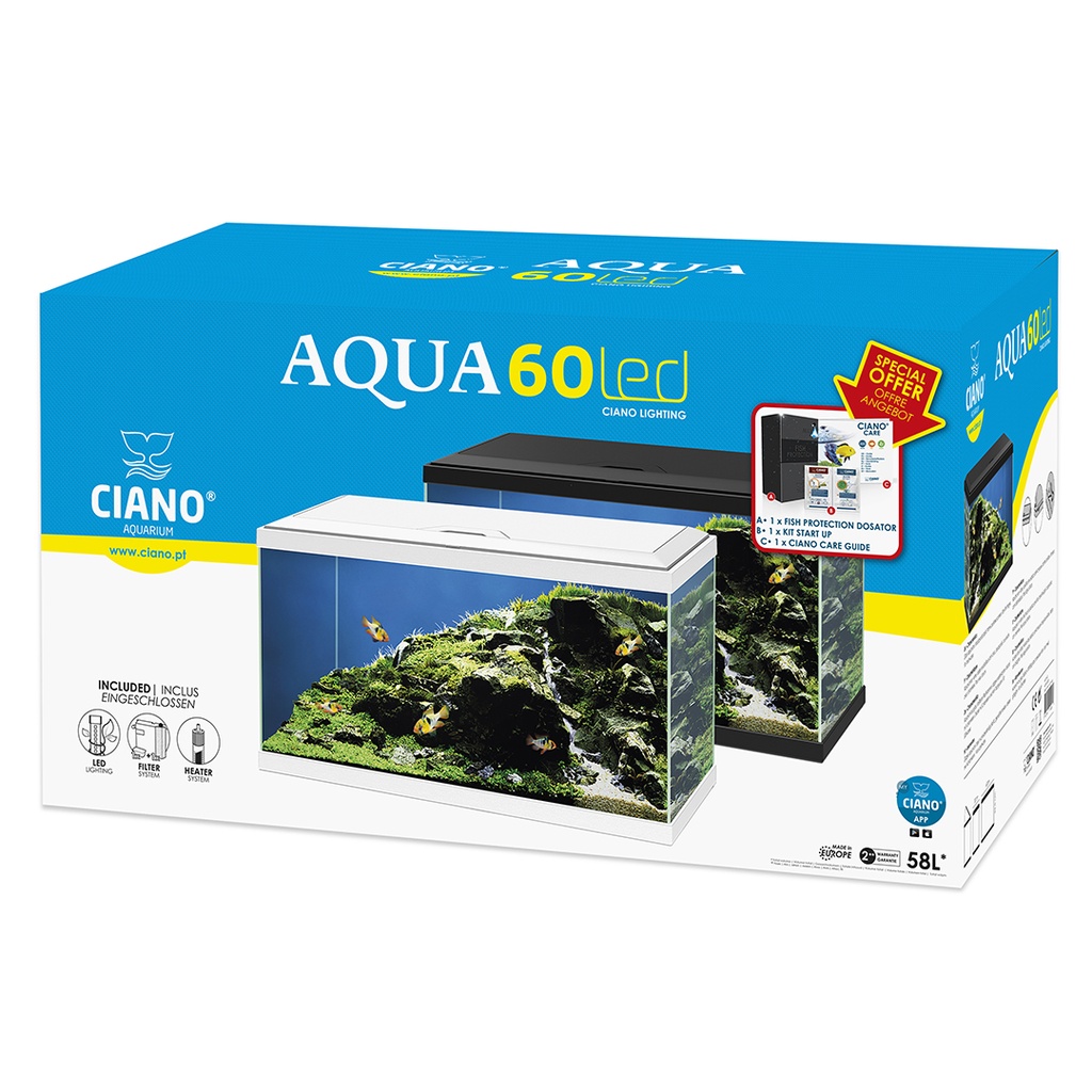 # Ciano AQUARIUM AQUA 60 LED BIO CF150 60x30x41cm zwart