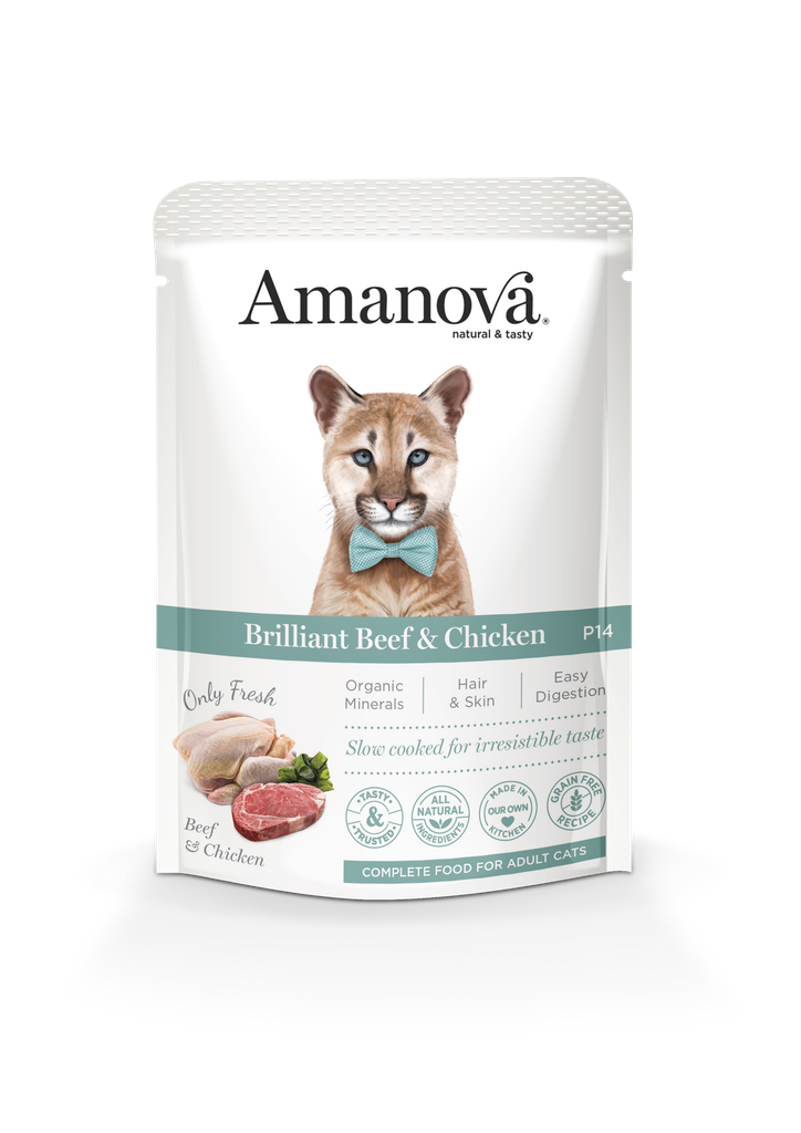 Amanova Pouch Cat P14 Adult Brilliant Beef + Chicken 85gr