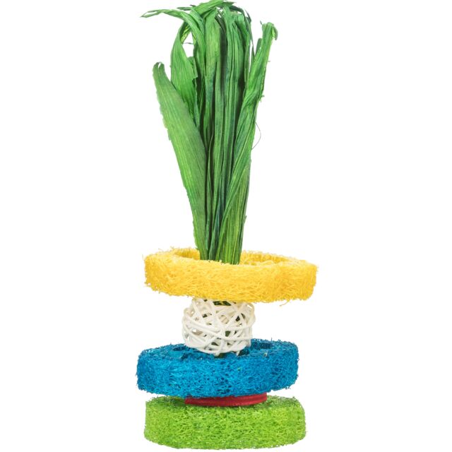 Luffaringen met rotanbal en houten schijf, ø 6 × 20 cm