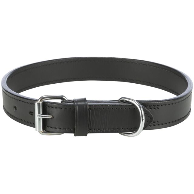 Active halsband, leer, M: 39–46 cm/22 mm, zwart