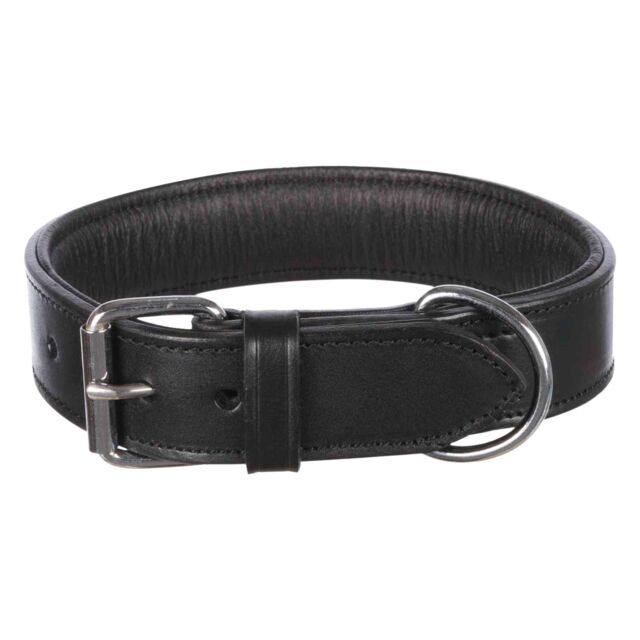 Active halsband, leer, L–XL: 55–65 cm/40 mm, zwart