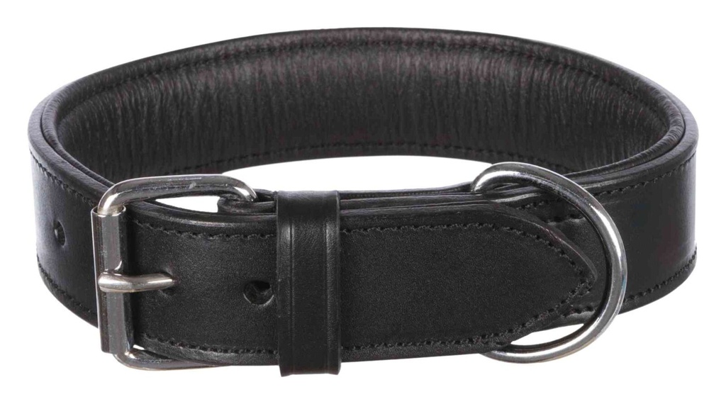 Active halsband, leer, L: 45–55 cm/40 mm, zwart