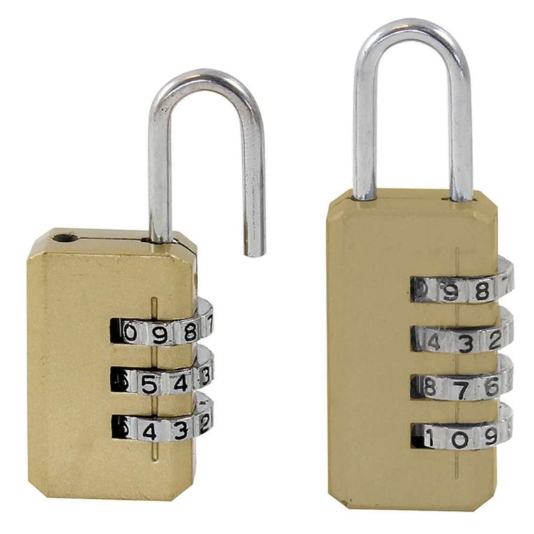 1x 3 cijferig 35mm, 1x 4 cijferig 42mm hangslot