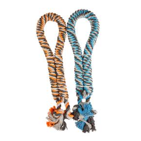 Getwist Katoen Touw Met Knopen Ø3,2cm - 90cm blauw/oranje
