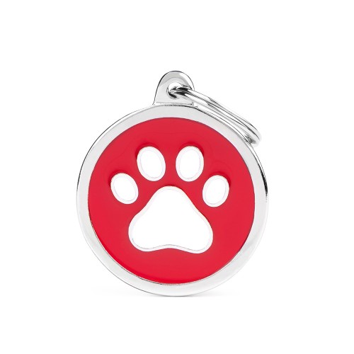 RED BIG CIRCLE WHITE PAW