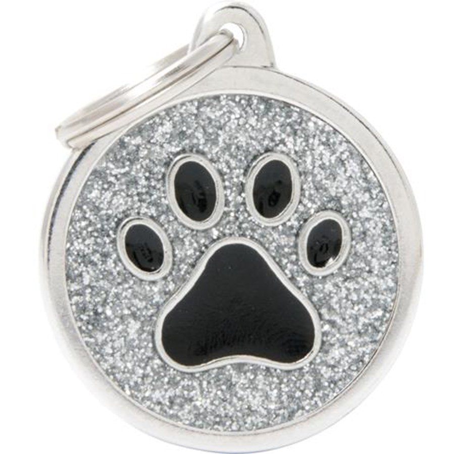 GREY BIG GLITTER CIRCLE BLACK PAW