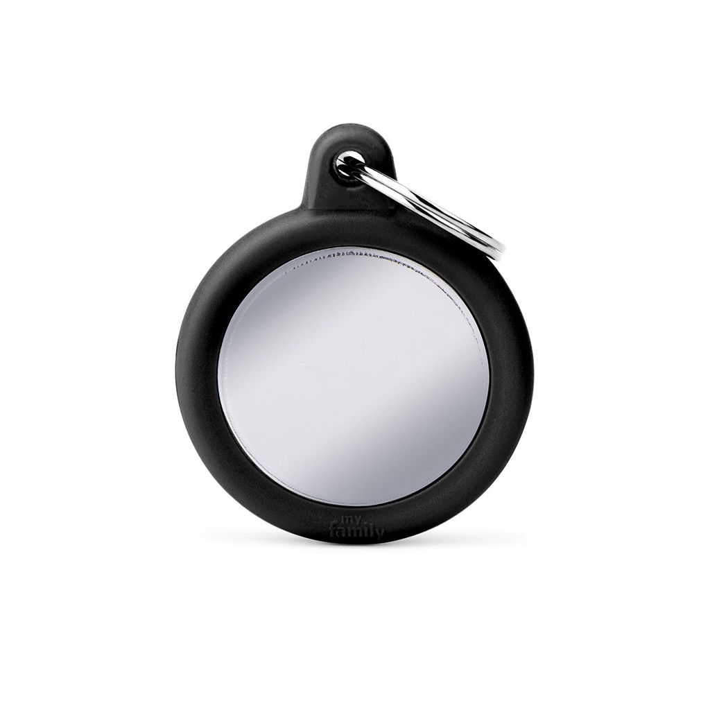 CIRCLE CHROME PLATED BRASS BLACK RUBBER