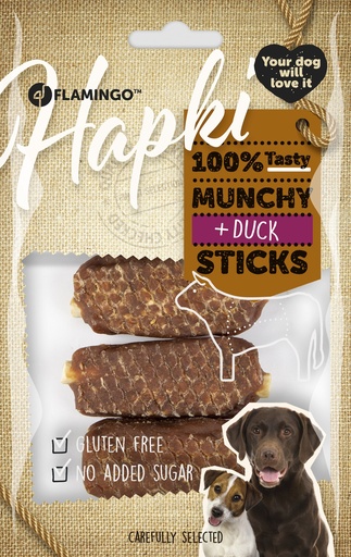 [520282] HAPKI MUNCHY STICKS MET EEND 7,5CM 5ST 100 GRAM