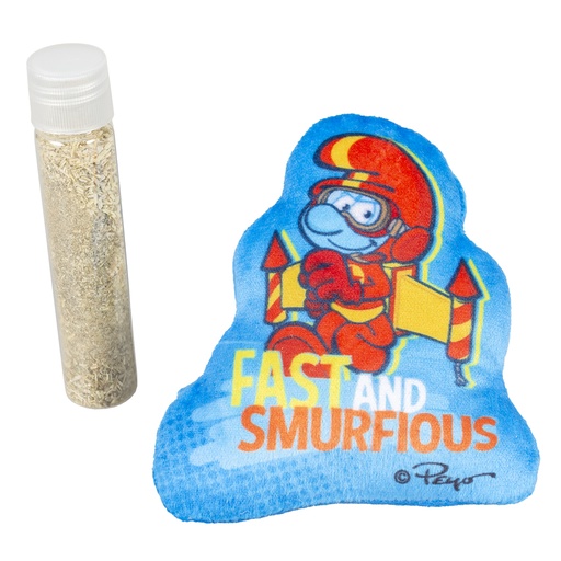 [13595] Jetpack Smurf catnip speeltje 9x2x9cm blauw