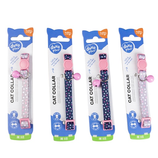 [11174] KATTENHALSBAND BOLLETJES NYLON 20-30cm / 10mm blauw/beige