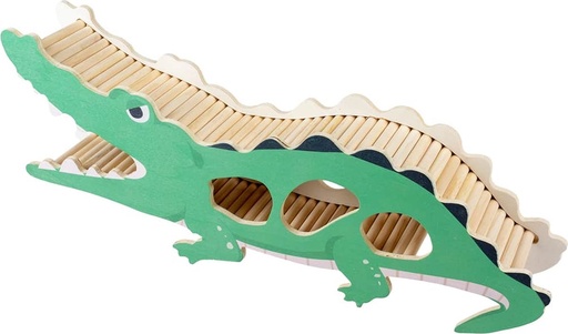 [14550] Knaagdieren houten speelhuis krokodil 50x8,5x20cm Meerkleurig