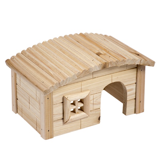 [10252] KNAAGDIEREN HOUTEN LODGE KOEPELDAK 20,5x13x12cm