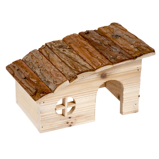 [10255] KNAAGDIEREN HOUTEN LODGE SCHUIN DAK 31x23x18cm