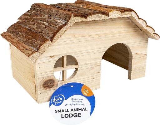 [10257] KNAAGDIEREN HOUTEN LODGE SCHORSDAK 28x18x16CM