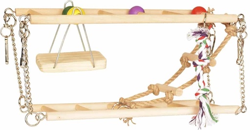 [4956007] Houten Hangbrug Met Schommel 27x16x10CM