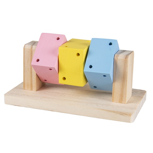 [12577] Houten draaiende blokjes 14x7,5x6,5CM Meerkleurig