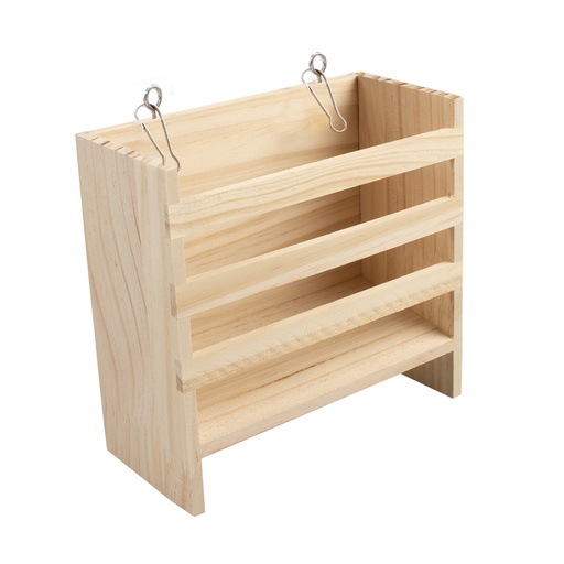 [14317] Houten hooiruif met hangers 16,5x7,2x17,5cm bruin