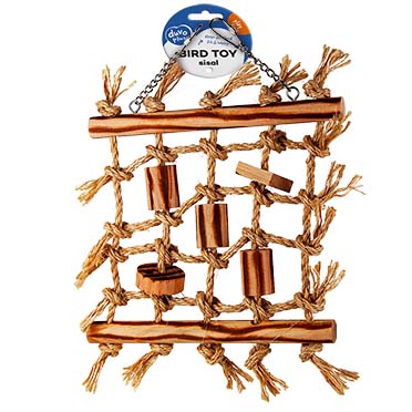[13562] Klimnet in sisal en houten bbq blokken 36x26x4cm beige