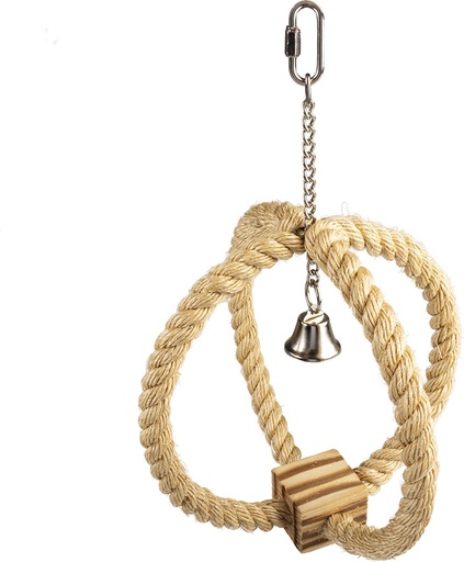 [13563] Ringtouwen in sisal met bbq blok en bel 33x22x22cm beige