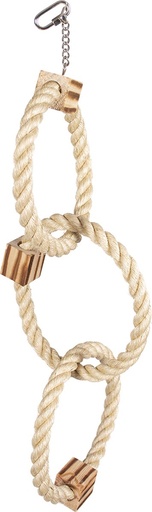 [11580] DRIEDUBBELE RING IN SISAL EN HOUTEN BBQ BLOKK 56cm