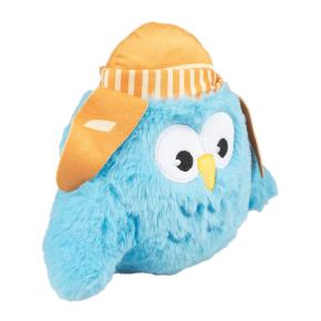 [14960] Pluche uil Jongen 24x17x8cm blauw
