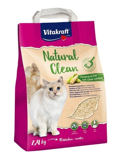 [39425] Vitakraft Natural Clean kattenbakvulling 2,4 kg