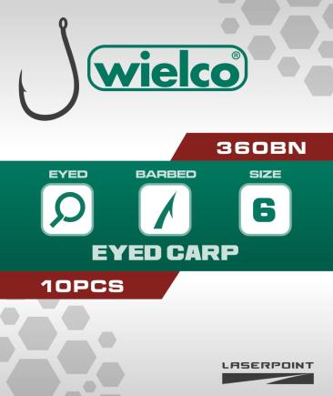 [FW4360-12] Wielco Laser Point 360BN Eyed Carp Hooks 10pcs. 12