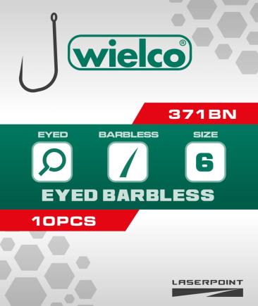 [FW4371-12] Wielco Laser Point 371BN Eyed Barbless Hooks 10pcs. 12
