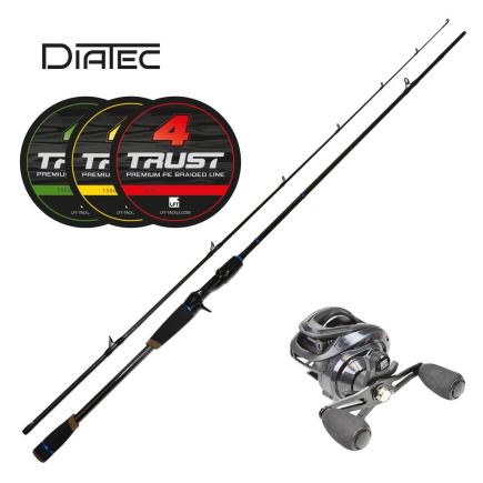[AL-DTBC21060-CG] Combo LFT DiaTec XF Baitcast 210 30-60gr. + Storm II (Promo Braid 14/00 Green)