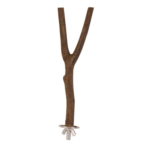 [5876] Zitstok Y-vorm, schroefbevestiging, schorshout, 20 cm/ø 15 mm