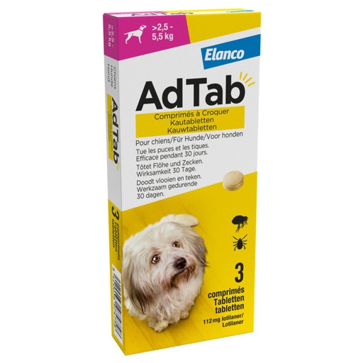 [34252] AdTab Kauwtablet hond (2,5kg-5,5kg) 3tabl.