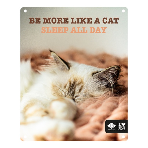 [695/481295] I LOVE Happy Cats bord 'sleep all day' 20x25cm Meerkleurig