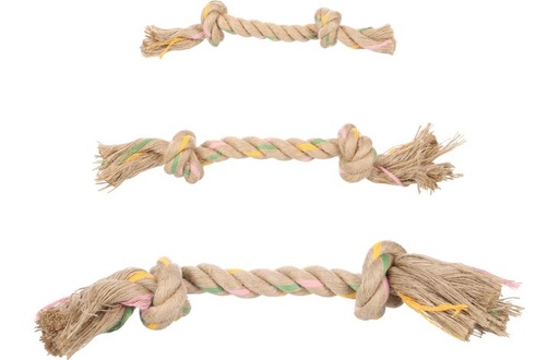 SPEELGOED PUPPY LURO TOUW MET 2 KNOPEN BRUIN