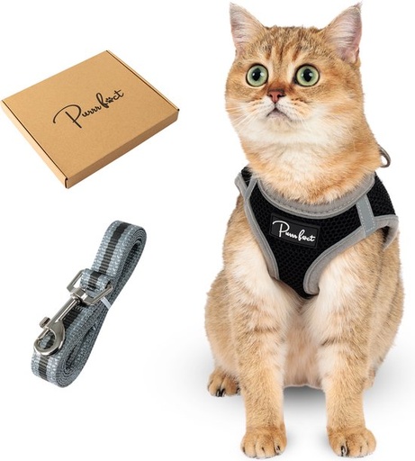[8720094103174] Kattentuigje - Kattenharnas - Tuigje met looplijn - Kattenriem - Verstelbaar - Reflecterend - Waterproof - Ergonomisch - Maat S