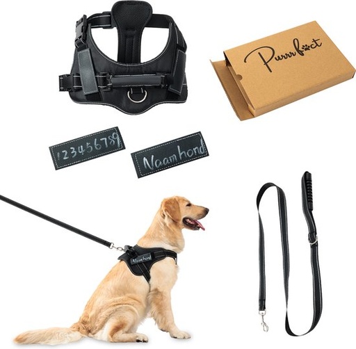 [8720094103068] Purrr fect Hondentuigje met Riem - Anti-Trek Tuig - Hondenharnas - Y Tuig hond - Waterproof - Reflecterend - Verstelbaar - Maat M