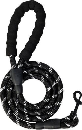 [8720094103112] Hondenriem - Hondenhalsband - Reflecterend - Sterk - Stevig - 150 cm - Zwart