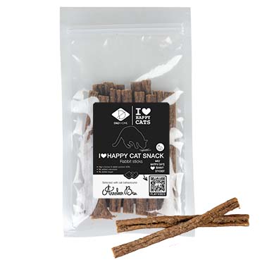 [473/481677] I Love Happy Cat Snack - Kippen & konijnensti +/- 70g - 11cm