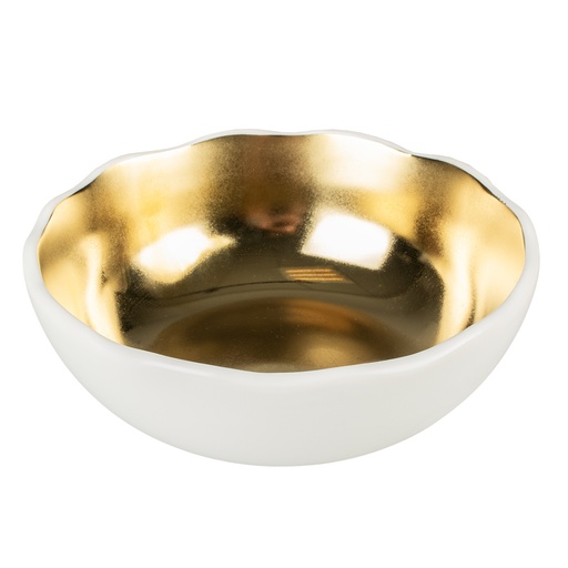 [15469] Eetkom Stone Organic L - 700ml - 16,5x16,5x7cm wit/goud