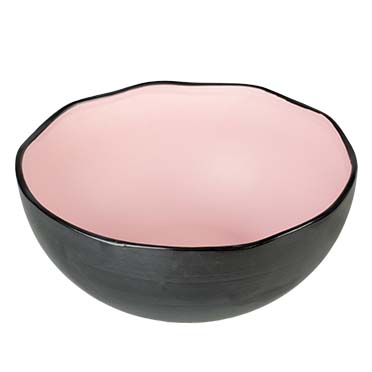 [15472] Eetkom Stone Organic L - 700ml - 16,5x16,5x7cm zwart/roze