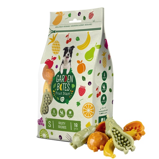 [15449] Garden Bites Fruity friends M - 8,5cm - 45g - display gemengde kleuren