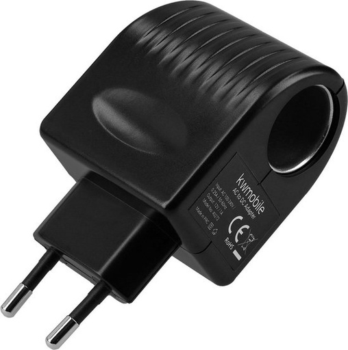 [kw acdc] AC/DC connecter van auto naar stopkontact kwmobile omvormer 230V naar 12V - Adapter AC naar DC - Verloopstekker 230 Volt naar 12 Volt - Voedingsadapter auto - Max 12 Watt