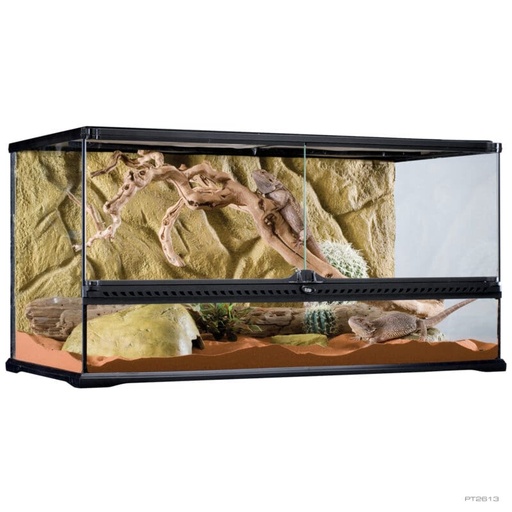 [33/PT2613] # EX GLAS TERRARIUM + ACHTERWAND 90x45x45CM zwart P8