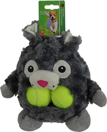 [020 5527] Boon hond speelgoed buidelbek bunny + 2 tennisballen grijs 23cm