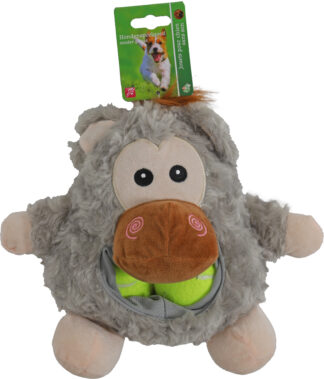 [020 5529] Boon hond speelgoed buidelbek baviaan + 2 tennisballen grijs 23cm