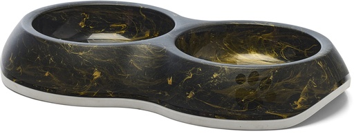 [307407001] A8114 DELICE DUBBELE EETPOT MARBLE ZWART/GOUD 2*Ø10.5CM 0.2L