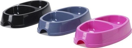 [404344000] A0237 PICNIC DUBBEL KAT VOEDERBAK 23.5*13CM 0.15L*2 ASSORTIS
