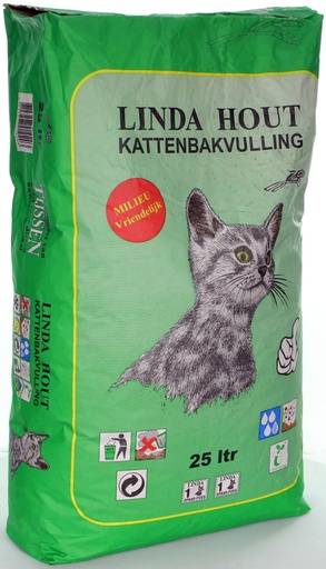 [Lin025              ] ***Kattenbak vulling woody cat / linda hout 20ltr