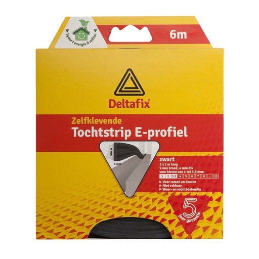 [BR_130599] 6 mtr tochtband zwart E-profiel 9mm*4mm